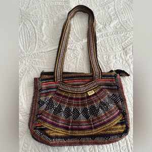 Pinzon Colorful Woven Boho Hippie Rasta Festival Beach Shoulder Tote Bag Purse